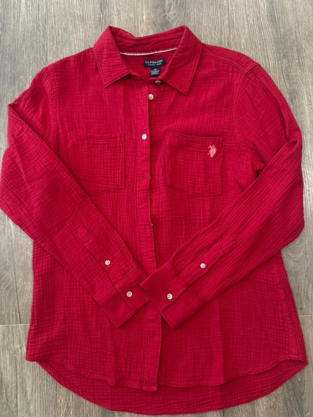 U.S. Polo Assn. Women’s Red Long-Sleeve Button-Down Shirt